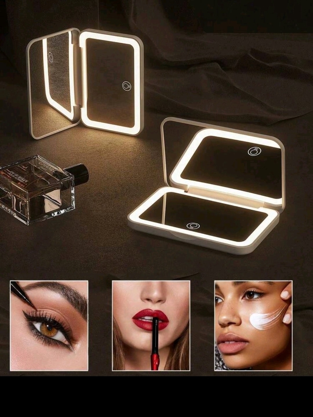 Compact LED Lighted Makeup Mirror - Pink - Picture 10 of 11